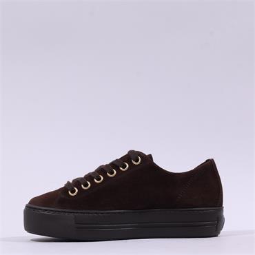 Paul Green Side Zip Platform Trainer - Chocolate Suede